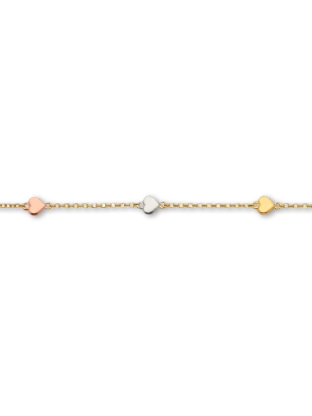 14KāSolid Gold Tri Color Heart Bracelet | Dainty Love Gift By Tehrani Jewelry
